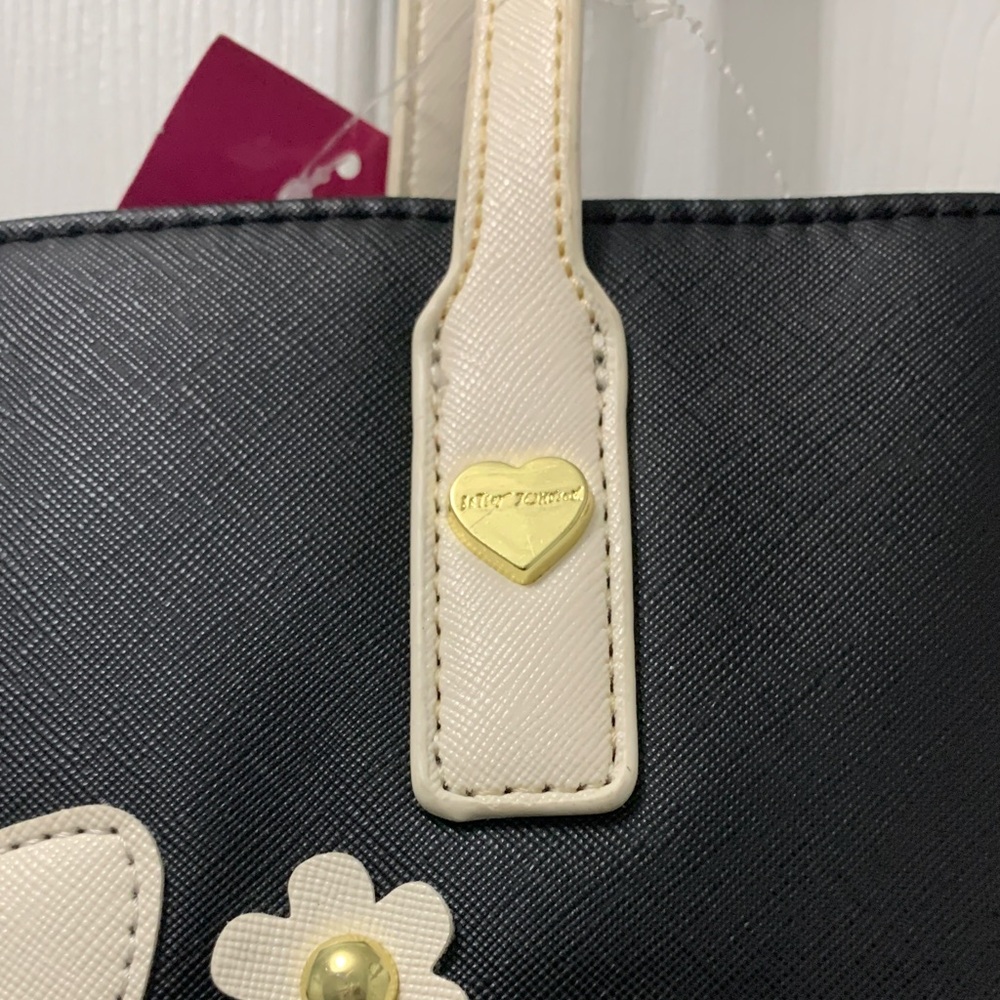 Betsey Johnson Black and Cream Floral Tote Bag - Picture 4 of 10